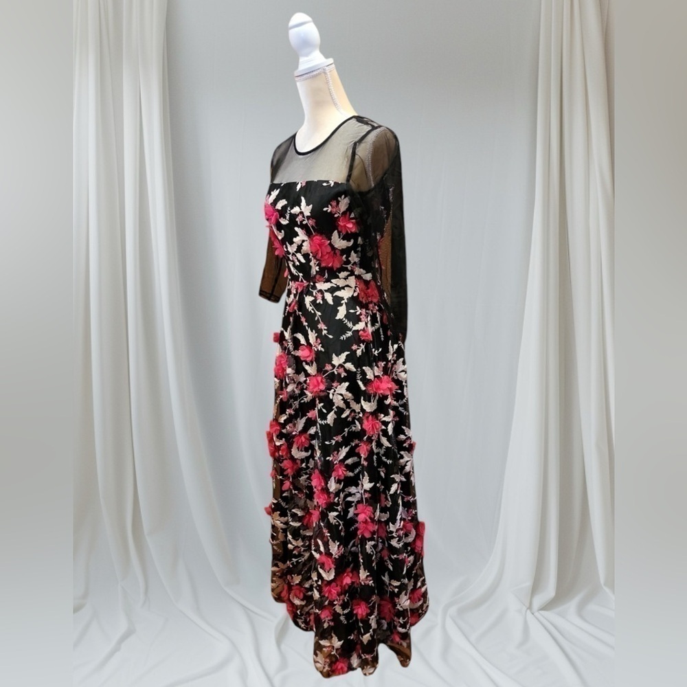Alex Marie 2 Dress Floral Mesh Black Pink Grey Gold Women Prom Long Maxi 3/4